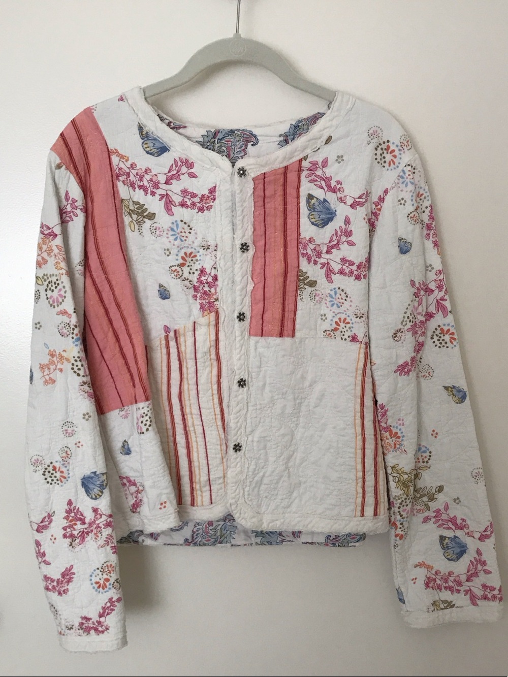 J.Jill Quilted Snap Button-Front Patchwork Shirt Jacket/Top